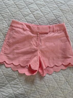 J. Crew Pink Scallop-Hem High-Waist Shorts